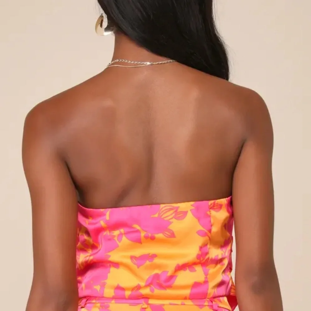 Instinctive Glam Pink and Orange Strapless Top - Picture 3 of 4